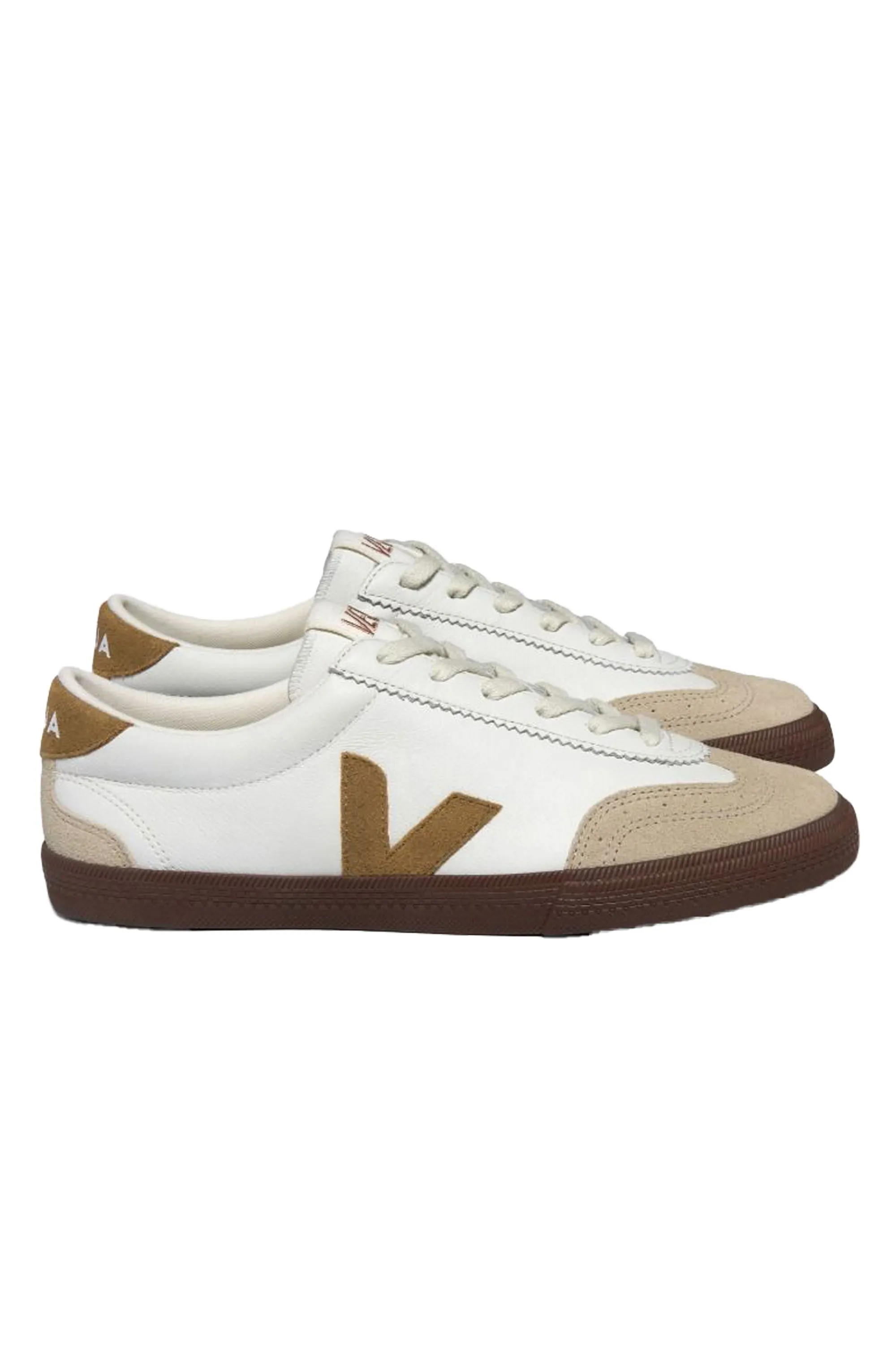 Volley Leather Trainer White/Tent/Bark