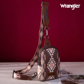 WG2205-210  Wrangler Aztec Print Crossbody Sling Chest Bag  - Coffee