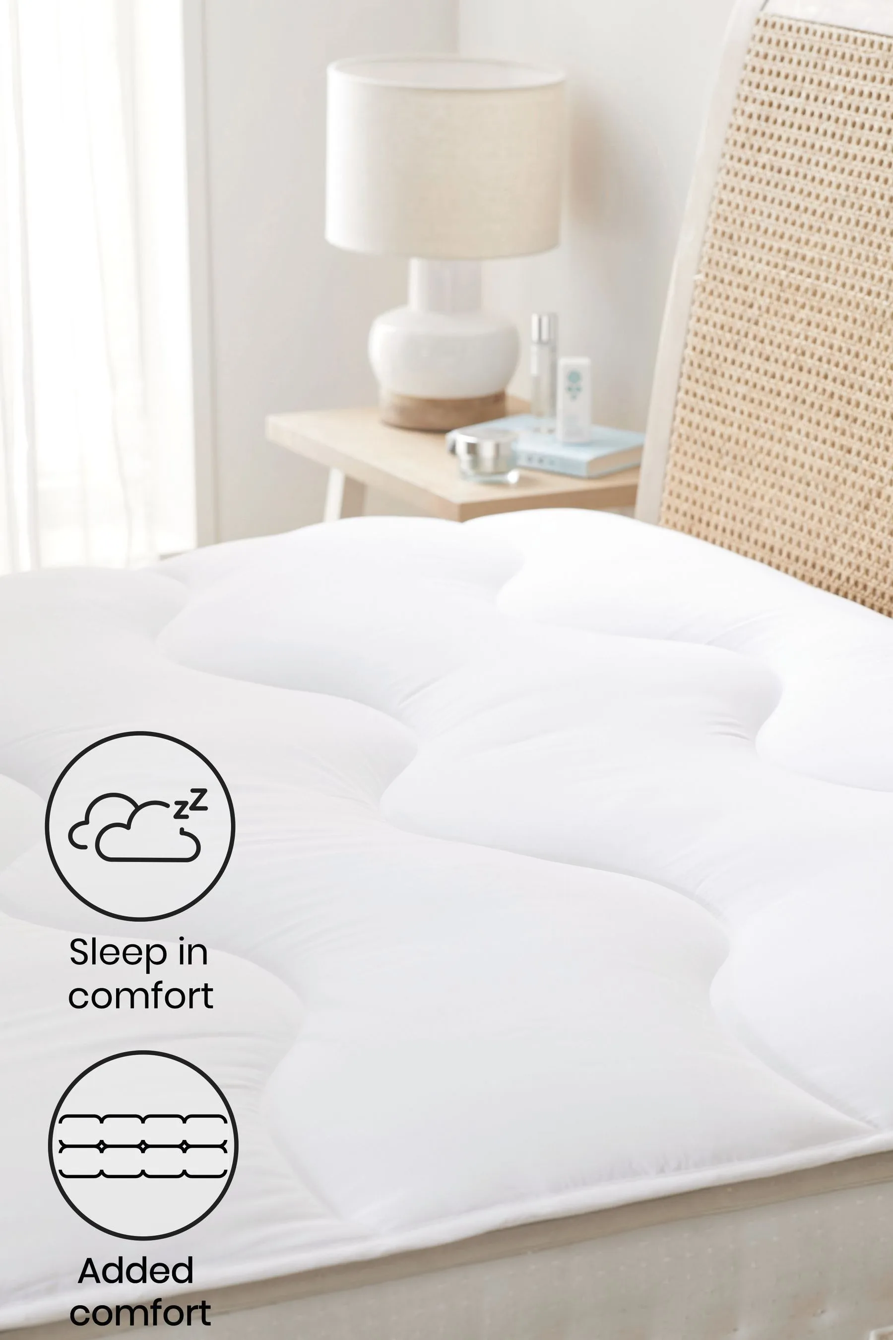 White Sleep In Comfort Mattress Topper