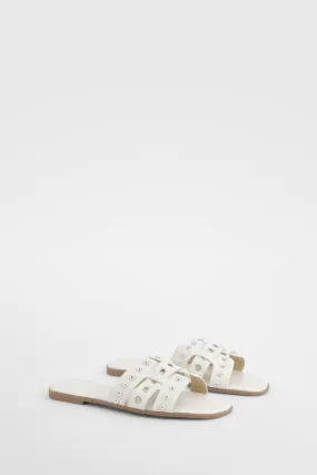 Wide Width Studded Woven Sandals