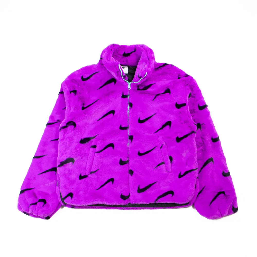 WMNS NSW Plush Jacket (Vivid Purple/Black/Green Glow)