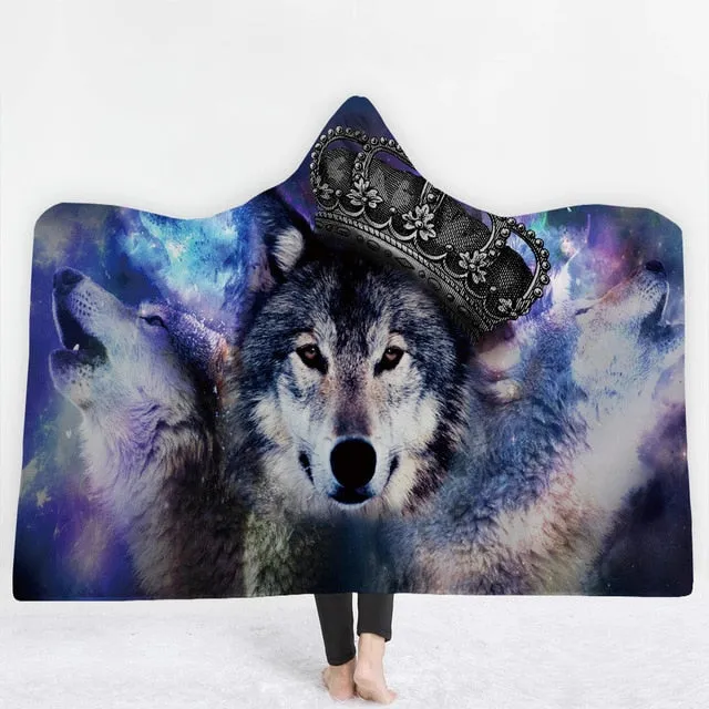 Wolf Hooded Blanket