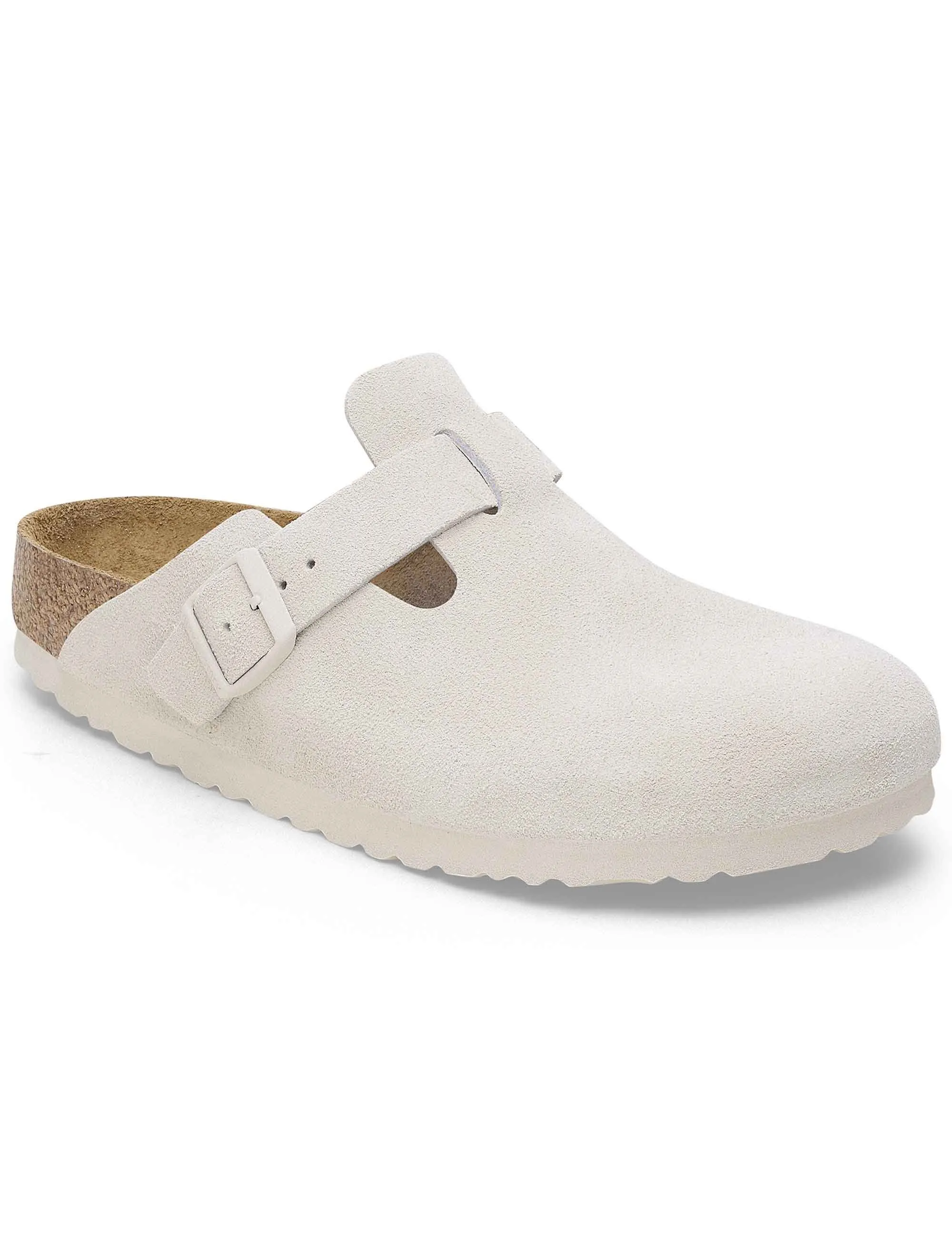 Women's Boston Suede Mules LEVE - Antique White (Regular Fit)