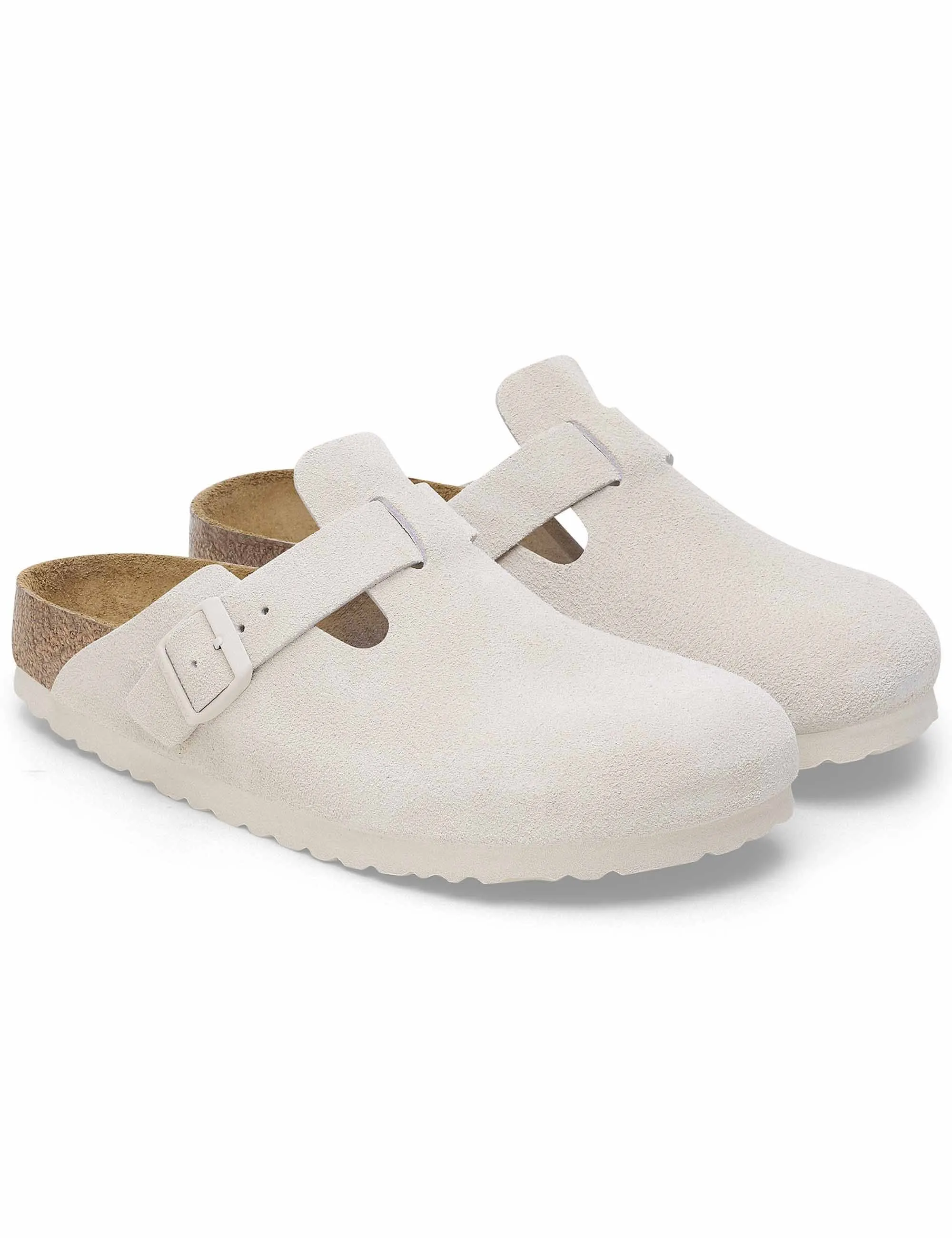 Women's Boston Suede Mules LEVE - Antique White (Regular Fit)