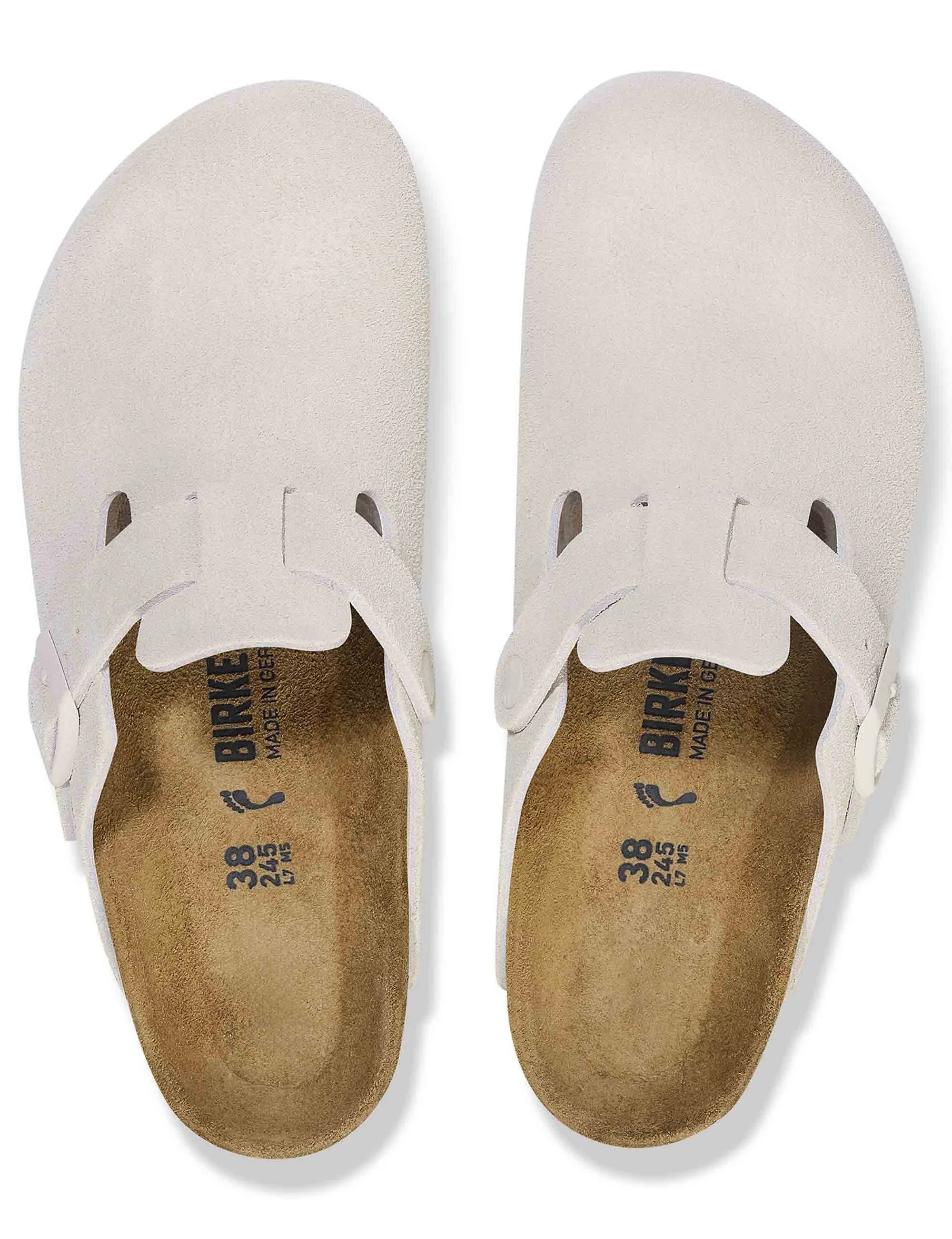 Women's Boston Suede Mules LEVE - Antique White (Regular Fit)