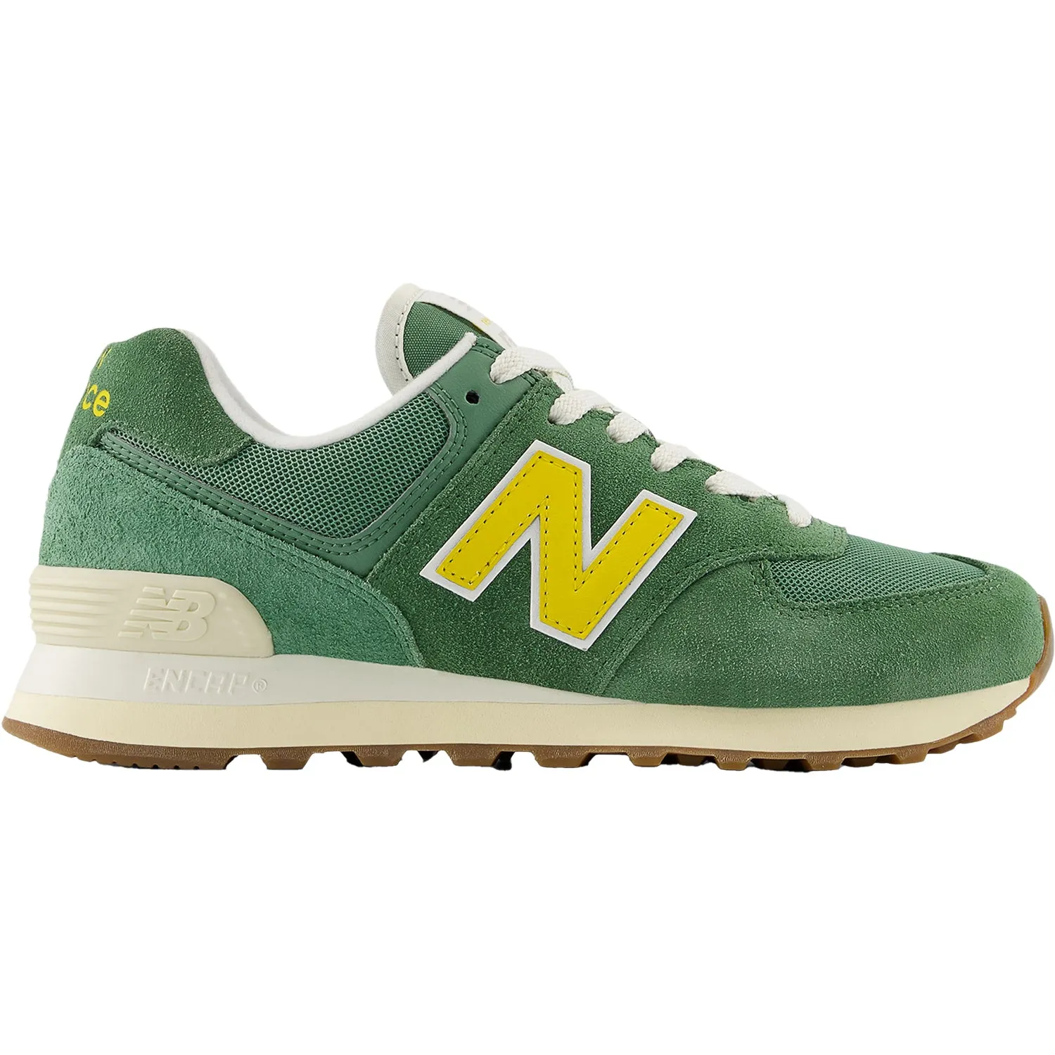 Women's New Balance WL574GS2 Mallard Green/Ginger Lemon/Sea Salt Suede