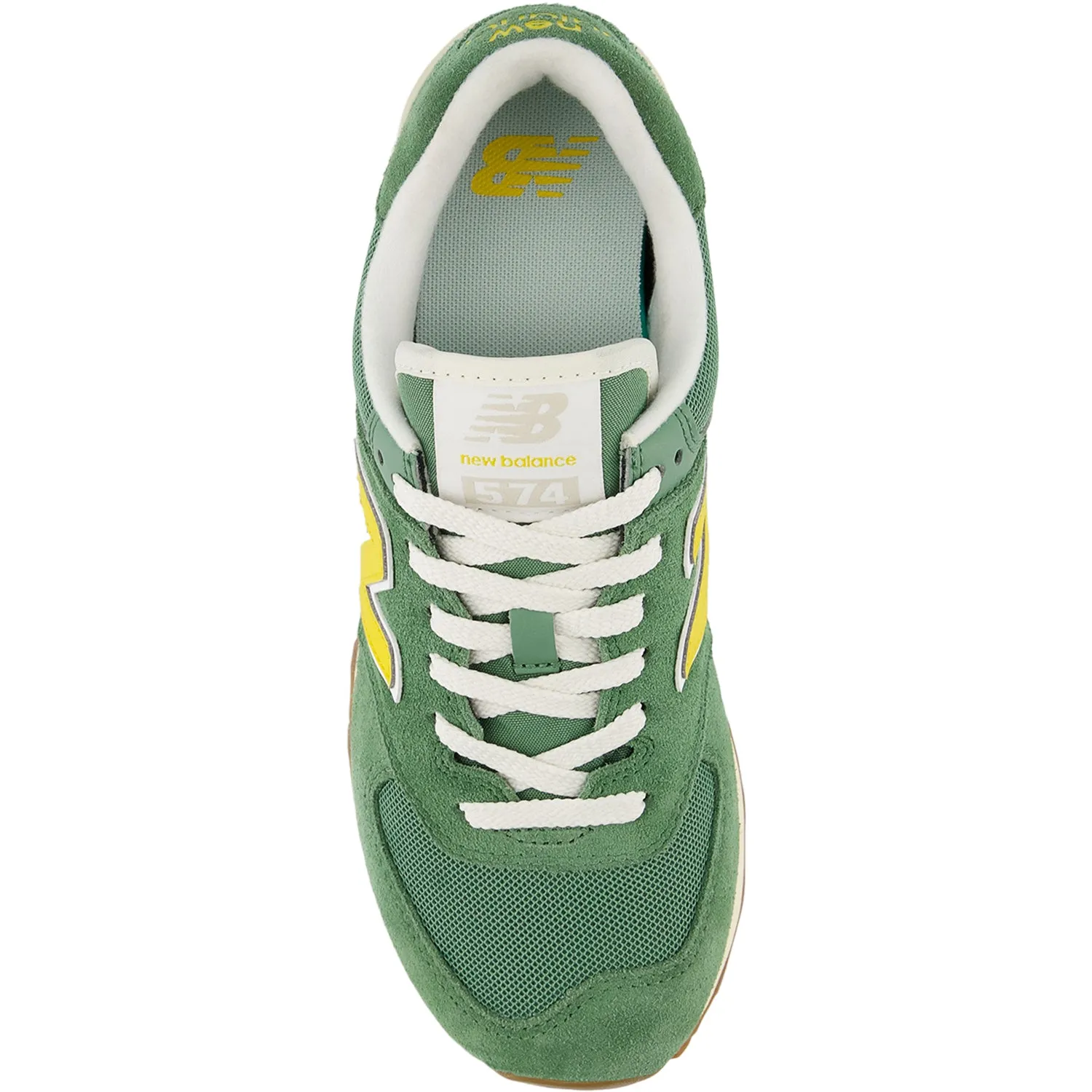 Women's New Balance WL574GS2 Mallard Green/Ginger Lemon/Sea Salt Suede