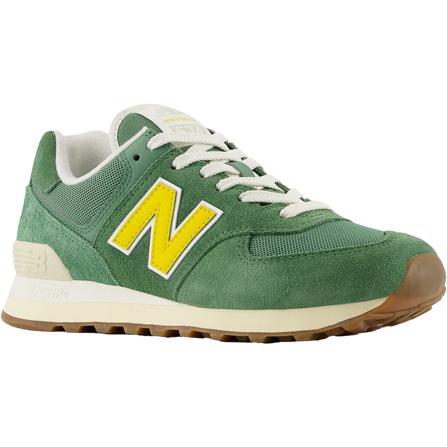 Women's New Balance WL574GS2 Mallard Green/Ginger Lemon/Sea Salt Suede