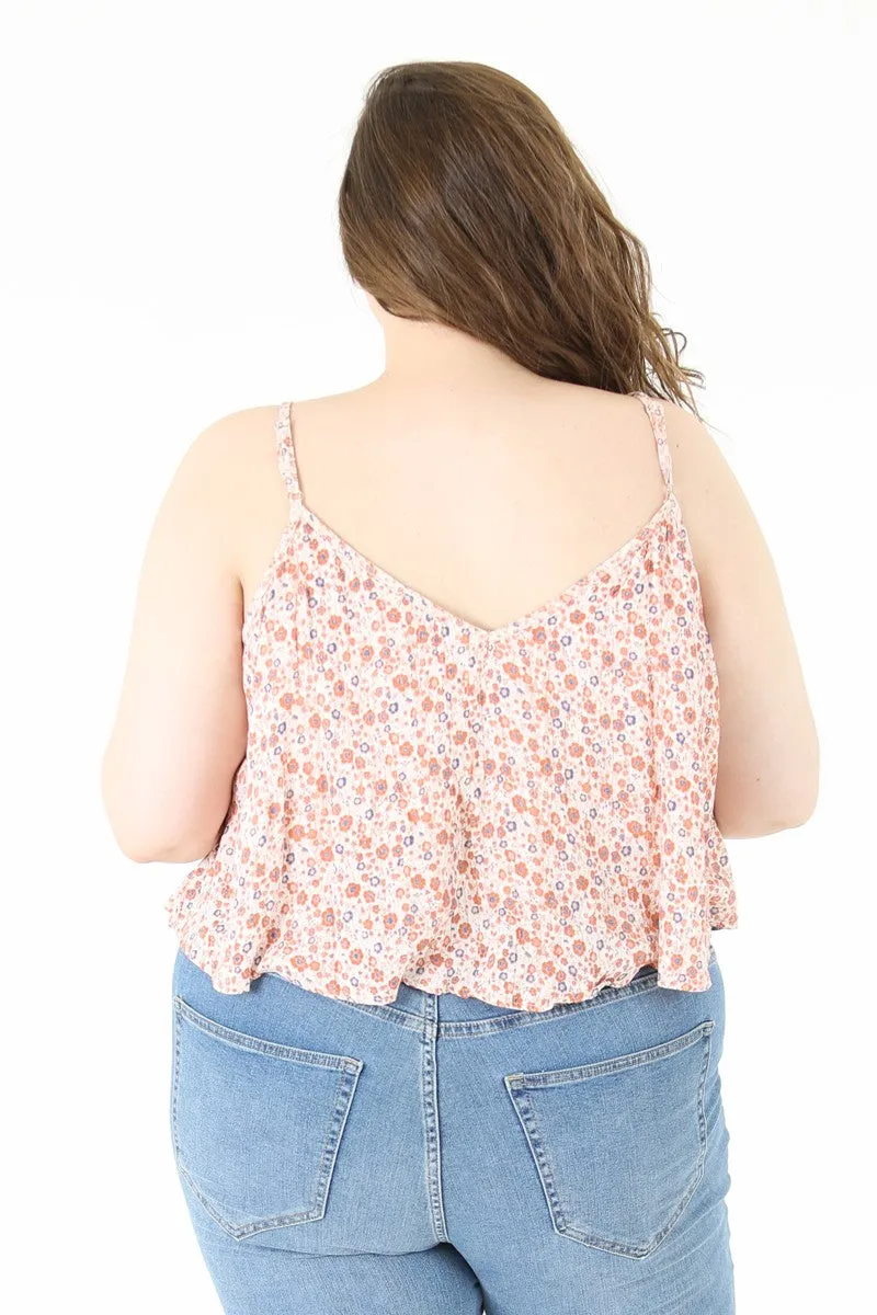 Women's Plus Size Floral Sleeveless Crop Top