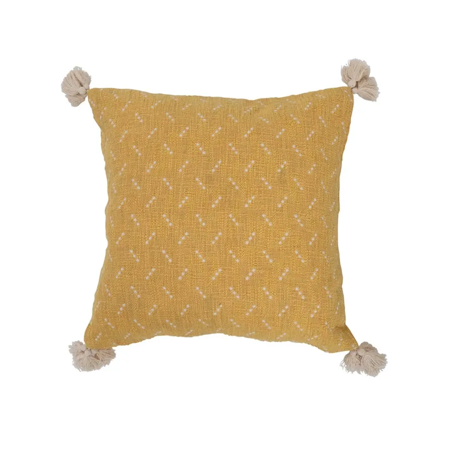 Yellow & Cream Embroidered Dots Pillow