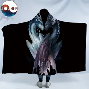 Yin and Yang Dragons Hooded Blanket